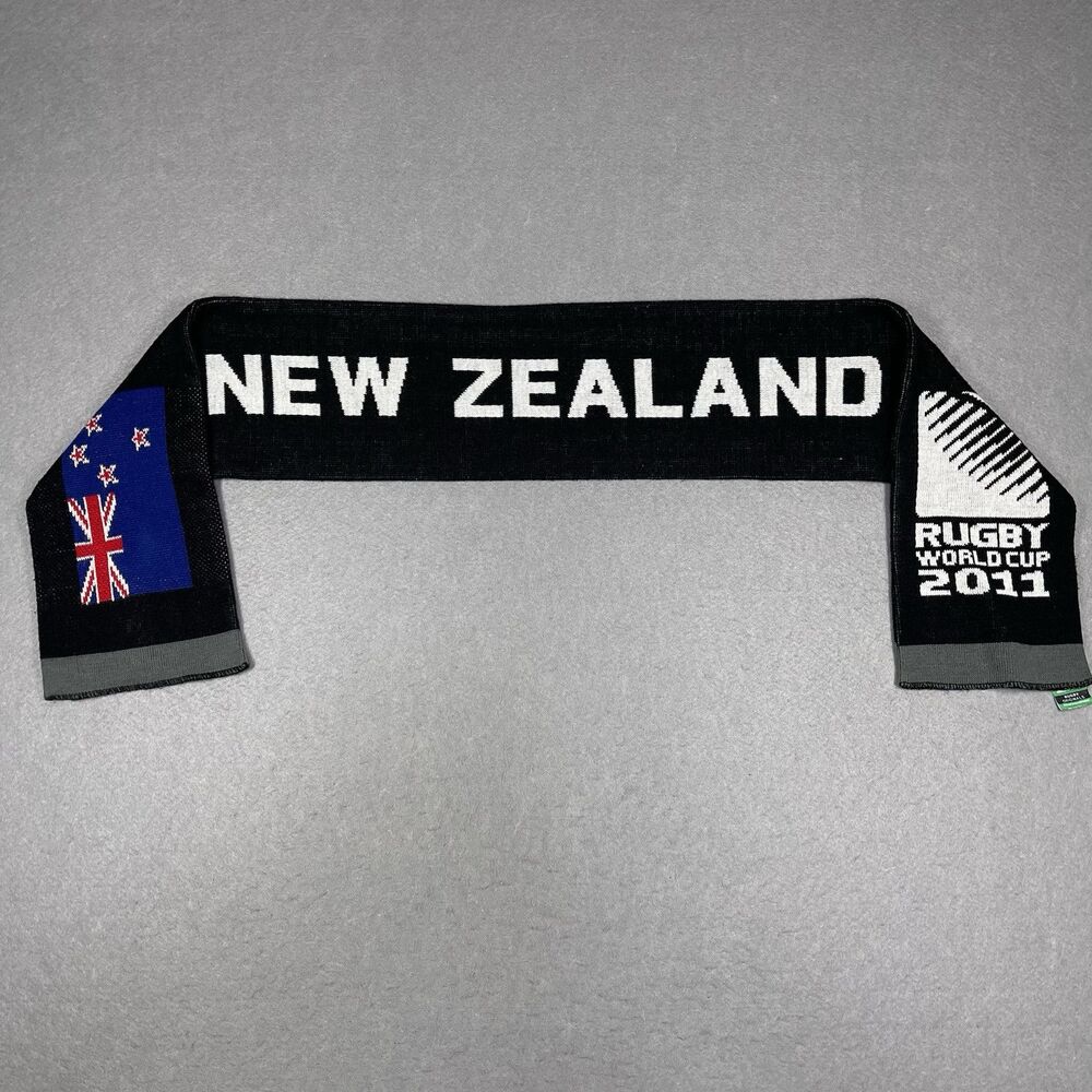 New Zealand Scarf RUGBY WORLD‎ CUP 2011 Official Fan Knit Black 7 x 57 inch